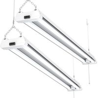Sunco Lighting 2 Pack LED Utility Shop Light, 4 FT, Linkable Integrated Fixture, 40W=260W, 5000K Daylight, 4100 LM, Frosted Lens, Surface/Suspension Mount, Pull Chain, Garage - ETL, Energy Star