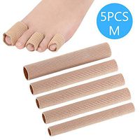 ZTL 5PCS Toe Cushion Tube 5.9" Toe Tubes Sleeves Protectors with Gel Lining for Cushions Corns, Blisters, Calluses, Toes and Fingers (Medium, 0.59" Diameter)