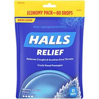 HALLS Mentho-Lyptus Cough DropsIncludes one 80 ct. bag of HALLS Mentho-Lyptus Flavor Cough Drops.