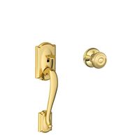 Schlage LOCK Camelot Front Entry Handle Georgian Interior Knob (Bright Brass) FE285 CAM 505 GEO 605 - LOCK FE285 CAM 505 GEO 605