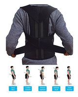 Posture Corrector Brace - Medical Adjustable Shoulder - Improve Office Slouching Computer Sitting Position - for Women & Men (L: Waist Length fits 35.4-41.3", Black)