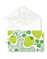 Green Strawberry Patch Notecard Set