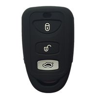 Black 3 Buttons Silicone Key Fob Case Cover Jacket Key Skin fit for Kia Hyundai