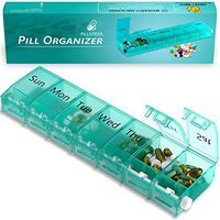Weekly Locking Pill Organizer Container - Pill Sorter 7 Day - Medicine Medication Organizer Box - Travel Pill Dispenser Holder Case