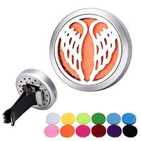 Car Diffuser Vent Clip Aromatherapy Essential Oil Diffuser Stainless Steel Locket Angel Wing Car Fragrance Air Freshener- Calm Driving