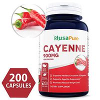 Cayenne Pepper 900mg 200 Veggie Capsules (Non-GMO & Gluten Free) - Aids Weight Loss, Protects Against Gastric Ulcers, Boosts Circulation & Suppresses Appetite