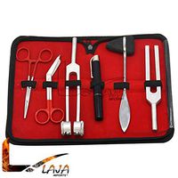 LAJA Imports 6 Pcs Reflex Percussion Taylor Hammer Penlight Tuning Fork C 128 C 512 + Lister Bandage Scissors + Hemostat Forceps