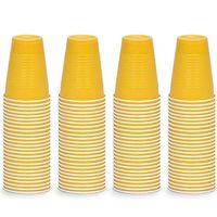 DecorRack 120 Party Cups, 12oz Reusable Disposable Soda Cups for Birthday Party, Bachelorette, Camping, Indoor Outdoor Events, Beverage Drinking Cups, Round -BPA Free- Plastic Cups, Yellow (120 Pack)