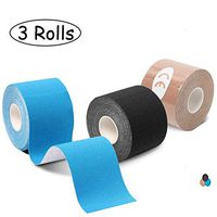 Elastic Kinesiology Therapeutic Sports Tape - Knee, Shoulder, Foot, Elbow, Ankle - Athletic Physiotherapy Kinesthetic Waterproof Breathable Rock Tape - 2” x 16.5 Feet，3 Pack Tapes
