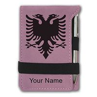 Mini Notepad, Flag of Albania, Personalized Engraving Included (Pink)