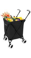 The Original VersaCart Transit Folding Shopping and Utility Cart, Water-Resistant Heavy-Duty Canvas with Cover, Double Front Swivel Wheels, Compact Folding, Transport Up To 120 Pounds, Black