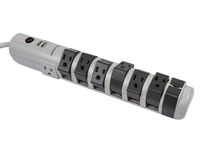 Monoprice 8 Outlet Rotating Surge Strip -Grey | UL Rated 2, 160 Joules with Grounded and Protected Light Indicator