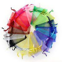 Etong 100Pcs 2.8"x3.6"(7x9cm) Sheer Drawstring Organza Jewelry Pouches Wedding Party Christmas Favor Gift Bags (Multi Color)