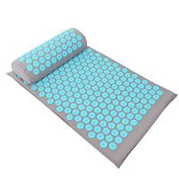Acupressure Mat with Pillow, Back Pain Relief and Help Sleep in Regular Size Acupressure Mat Stress Reliever Point Massage (Light Gray Sky Blue Buckle)
