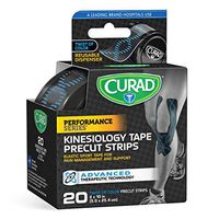 CURAD Performance Series Kinesiology Tape, Precut 2"x10" Strips, Blue Design (20 strips)