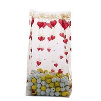 Small Valentine"Ribbon Hearts" 7x2x3" Cello Cellophane Treat Food Snack Bags (100 ct)