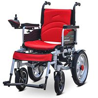 Electric Wheelchair Elderly Disabled Car Elderly Intelligent Automatic Portable Scooter Multifunctional Folding,Red,18inches