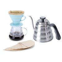 Pour Over Coffee Maker Set - Includes Coffee Carafe Pour Over Coffee Kettle with Thermometer (1.2L up to 40 oz.), V60 Paper Coffee Filter, Coffee Dripper and Coffee Server