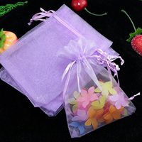 100pcs Drawstring Organza Gift Pouches for Wedding Party Favor, Gift,Jewelry, Candy, Tulle Bags (Light Purple)