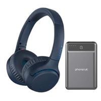 Sony WH-XB700 Wireless Extra Bass On-Ear Headphones (Blue) Bundled with 5000mAh Ultra Portable Battery Pack (2 Items)