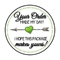 HotSaleStore Sticker Seals 48 Your Order My Made My Day in Green Envelope Seals Labels Stickers 1.2" Round
