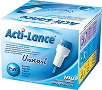 Acti-Lance 7156 23 g x 1.8 mm Depth, Button Activated Safety Lancet, Universal, Blue (Pack of 100)