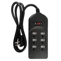 Uninex PS11FS Flat Plug 6-Outlet 750 Joules Surge Protector with Sliding Safety Covers, 14/3 AWG, EMI RFI Noise Filtering, UL Listed, 4-Foot