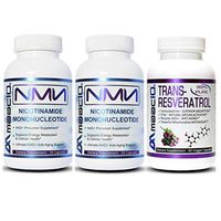 MAAC10 NMN Resveratrol NAD Booster Combo Pack - Nicotinamide Mononucleotide NAD+ Supplement 250mg (60 x 125mg NMN Capsules) 99% Pure Trans Resveratrol Extract (60 x 250mg Capsules).