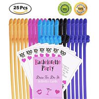 Bachelorette Party Drinking Straws, Party Supplies & Gift, Wedding Party Favors, BPA-Free Fun Shape Straws for Girls Night Out Hen Party (25 Straws, Multi Color)