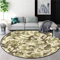 RUGSMAT Camo Small Round Rug Carpet,Camouflage Survival Theme Pattern Floor Seat Pad Home Decorative Indoor Round-59