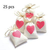 ToBeIT Burlap Gift Bags for Wedding Party Favors Craft Jute Sacks Project Jewelry Pouches (White 25(Rot Heart))