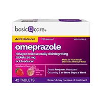 Amazon Basic Care Omeprazole Delayed Release Orally Disintegrating Tablets, 20 mg, Acid Reducer, Strawberry Flavor, 42 Count