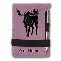 Mini Notepad, Moose, Personalized Engraving Included (Pink)