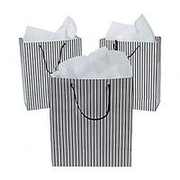 Lot of 12 Paper Medium Black and White Wedding Bridal Party Gift Bags