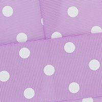 3/8" Grosgrain Ribbon White Dots 430 Light Orchid 25yd