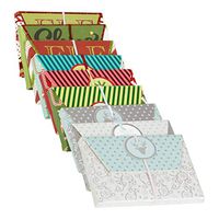 Wrap N Roll Christmas Gift Card Holders Envelope style 4 Inch Money Holder With String, Metallic Silver Foil Hot Stamp and Glitter For Gift Giving Cash On Xmas Holiday (Set of 18)