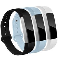 OenFoto Bands Compatible Fitbit Alta/Alta HR/Ace, Adjustable Soft Silicone Bracelet Replacement Accessory Wristband for Fitbit Alta/Alta HR/Ace,Women Men, Black, White,Light Blue Small