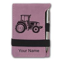 Mini Notepad, Farm Tractor, Personalized Engraving Included (Pink)