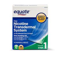 Equate - Step 1, Nicotine Transdermal System, Stop Smoking Aid, 21 mg, 14 Clear Patches