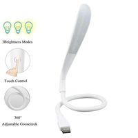 USB Book Light, XXMANX Reading lamp with 14 LED Lights Touch Switch & 3 Brightness Settings, Flexible Gooseneck Desktop Lamp for Computer Home Dormitory Studying Office. 1 Year Warranted
