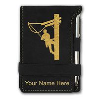 Mini Notepad, Lineman, Personalized Engraving Included (Black)