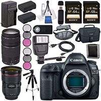 Canon EOS 5D Mark IV DSLR Camera (Body Only) 1483C002 + EF 24-70mm f/2.8L II USM Lens + Canon EF 75-300mm f/4-5.6 III Telephoto Zoom Lens Bundle