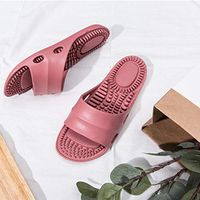 ADAHX Acupressure Massage Slippers, PVC Therapeutic Reflexology Sandals for Foot Acupoint Massage Shiatsu Arch Pain Relief Couple Slippers, Fit Men/Women,Red,35/36