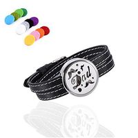 constantlife Adjustable Genuine Leather Band Bracelet Aromathrapy Jewelry Essential Oil Diffuser Fragrance Cuff Bangle (Beard)