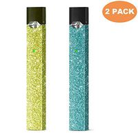 [2 Pack] JUUL Skin | Golden Yellow Glitter and Cyan Glitter for Juul | Juul Skin | Juul Wrap | Juul Sticker