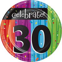 Club Pack of 96 Milestone Celebrations "celebrate!" "30" Birthday Luncheon Party Plates 7"