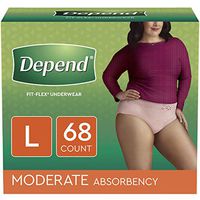 Depend FIT-FLEX Incontinence Underwear for Women, Disposable, Moderate Absorbency, L, Blush, 68 Count