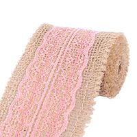uxcell Burlap Home Party DIY Craft Sewing Belt Rope Ribbon Roll Ornament 1.1 Yards Pink