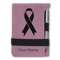 Mini Notepad, Cancer Awareness Ribbon, Personalized Engraving Included (Pink)