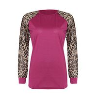 Xia&Han Women's Ladies Comfy Shirt Leopard Print Blouse Loose Long Sleeve Tops Plus Size Tunic Purple